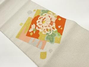 綴れ色紙に乱菊・ヱ霞模様織出し名古屋帯